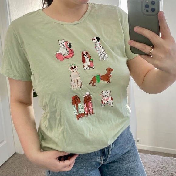 Dog Graphic Puppy Boho Modern Classy Preppy Cute Chic Summer Beach Tee Shirt Top - Picture 5 of 9